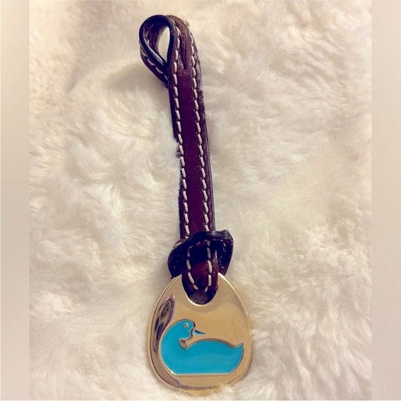 Dooney & Bourke Silver and Brown Leather Keychain - Picture 1 of 4